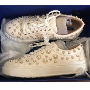 Stuart Weitzman Pearline Platform Lace-Up Sneakers